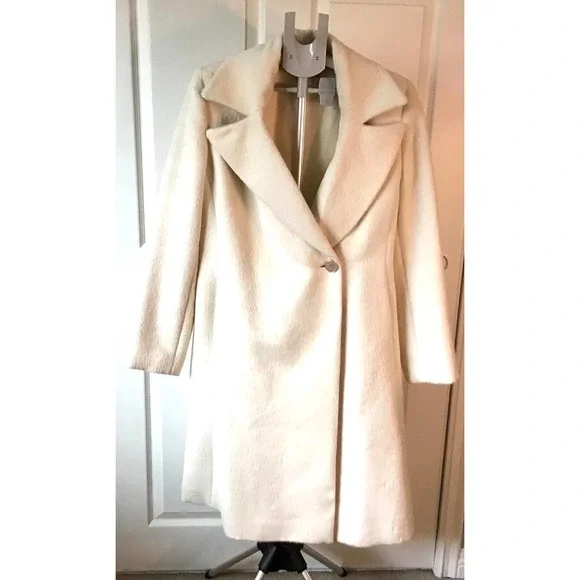 Katherine Kelly Ivory Alpaca Wool Blend Car Coat Women’s SZ 10 - Picture 2 of 7